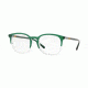 Burberry BE2272 Single Vision Prescription Eyeglasses 3718-51 - Top Green On Crystal Frame