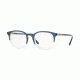 Burberry BE2272 Single Vision Prescription Eyeglasses 3719-51 - Top Blue On Crystal Frame