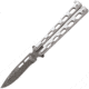 Bear &amp; Son Cutlery Butterfly Folding Knife, 3.3in, Damascus Steel, Drop Point Blade, Stainless Steel Handle, SS15D
