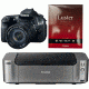 Canon EOS 60D Digital SLR Camera Kit with EFS 18 to 135mm IS Lens 4460B004 with Canon LU-101 Pro Luster Letter Size Paper 50 Pack 6211B004 and Canon PIXMA PRO-100 Photo Inkjet Printer, Black 6228B002