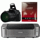Canon EOS Rebel 60D 18MP Digital SLR Camera w/ EF-S 18-200mm IS Lens, Black 4460B016 with Canon LU-101 Pro Luster Letter Size Paper 50 Pack 6211B004 and Canon PIXMA PRO-100 Photo Inkjet Printer, Black 6228B002