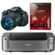 Canon EOS Rebel T3i 18 Megapixel Digital SLR Camera w/ EF-S 18-55mm IS II Lens,Black 5169B003 with Canon LU-101 Pro Luster Letter Size Paper 50 Pack 6211B004 and Canon PIXMA PRO-100 Photo Inkjet Printer, Black 6228B002