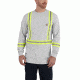 Carhartt Flame-Resistant Striped Force Cotton Long Sleeve T-Shirt, Light Gray, Medium/Regular 101699-051-REG-M