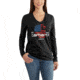 Carhartt Lubbock Grphc Fld Flag Long Sleeve V T-Shirt for Womens, Black, Extra Small/Regular 102768-001-REG-XS