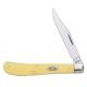 Case 31048 CV Yellow Synthetic Barehead Slimline Trapper Clip Blade, Folding Knife, Yellow Synthetic Handle, 00031