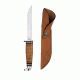 Case 316-5 SS Fixed Blade w/ Leather Sheath  Clip Blade Polished Leather Handle Genuine Leather Sheath, Leather Hunter Handle, 9.5 00381