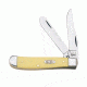 Case 3207 CV Yellow Synthetic Mini Trapper  Clip and Spey BladesFolding Knife., Yellow Synthetic  Handle, 3.5 00029