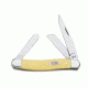 Case Medium Stockman Three Blade Folding Knife, 2.57in Clip Point, 1.7in Sheepsfoot, 1.88in Spey Point, Tru-Sharp Stainless Steel, Yellow Synthetic handle, 00035