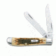 Case 6207 SS Amber Mini Trapper  Clip and Spey BladesFolding Knife, Amber Bone SS Handle, 3.5 00013
