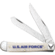 Case Air Force Trapper Folding Knife, 4.13in Closed, Mirror Clip/Spey Blades, Natural Smooth Bone Handle, 32404