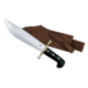 Case Bowie, Mirror Polished Blade, Black Synthetic Handle with Brass Guard and Leather Sheath 00286