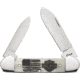 Case Harley Davidson Canoe Folding Knife, Mirror finish stainless spear and pen blades, Natural smooth bone handle, 52217