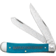 Case Harley Trapper Folding Knife, 4.13in Closed, Mirror Clip/Spey Blades, Caribbean Blue Smooth Bone Handle, 52228