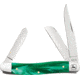 Case John Deere Stockman Folding Knife, Mirror finish stainless clip, sheepsfoot, and spey, Green smooth Kirinite handle, 15776