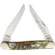 Case Muskrat Abalone Folding Knife,Stainless Steel,Twin Clip,Abalone,Corelon Handle CAS9200AB