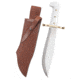 Case Bowie Knife with Blade Artwork and Leather Sheath, 9.5 in, Tru-Sharp Surgical Steel, White Synthetic Handle, 12398