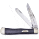 Case Trapper Corelon Folding Knife, Mirror SS Clip/ Spey Blades, Black Smooth Corelon Handle, Nickel Silver Bolster, Inlay Shield, Blade Etching, black, 9254ABC
