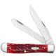 Case Trapper Folding Knife, 4.13 in, Chrome Vanadium Steel, Dark Red Bone Peach Seed Jig Handle, 31950