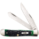 Case Trapper Folding Knife, Mirror SS Clip/ Spey Blades, Hunter Green Jigged Bone Handle, Nickel Silver Bolster, Inlay Shield, 87080