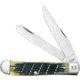 Case Trapper Folding Knife, Mirror SS Clip/ Spey Blades, Olive Green Fence Row Jigged Bone Handle, Nickel Silver Bolster, 16020