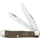 Case Trapper Folding Knife, Mirror SS Serrated Clip/ Spey Blades, Earth Brown G10 Handle, Nickel Silver Bolster, Inlay Shield, 23306