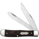 Case Trapper Black Sycamore Folding Knife, Mirror finish stainless clip and spey blades, Black Sycamore wood handle, 25570