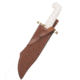 Case White Synthetic Handle Bowie Fixed Blade Knife w/Blade Artwork and Leather Sheath, BOWIE SS, 03055