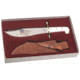 Case White Synthetic Handle Bowie Fixed Blade Knife w/Blade Artwork and Leather Sheath, BOWIE SS, 03055