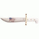 Case White Synthetic Handle Bowie Fixed Blade Knife w/Blade Artwork and Leather Sheath, BOWIE SS, 03055