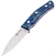 Casstrom No 10 SFK Blue Blue/SS/Flat Knife, 8.75in Overall, 4in Satin 14C28N Sandvik SS Drop Point, Blue Birch Wood Handle, Black Leather Sheath, KS13119