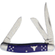CattlemanS Cutlery Cattleman Stockman Blue Folding Knife, Satin SS Clip, Sheepsfoot, Spey Blades, Blue Smooth Bone Handle, Nickel Silver Bolster, Inlay Shield, Blue, CC0001BL
