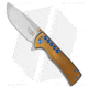 Chaves Knives Ferrum Forge + Chaves One-Off Veloz Flipper Folding Knife, 3.125in, CTS-XHP, Drop Point Blade, Titanium Blue/Gold Handle, Steel/Blue/Gold, 7.25in, BHQ-35487