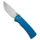 Chaves Knives Redencion Automatic Folding Knife, 3.375in, CPM S35VN, Tanto Blade, Aluminum, Blue Handle, Blue/Gray, 7.875 inch, BHQ-207984