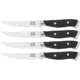 Chicago Cutlery Armitage Steak Knives, 4.5" satin finish partially serrated high carbon s, Black polymer handle, 1132352