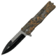 China Made Camo Linerlock A/O Folding Knife, 4 two-tone finish stainless spear point blade, Camo checkered ABS handle, 300513-CM
