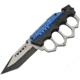 China Made Combat Trench Linerlock Blue Folding Knife, 4in Two-Tone Finish SS Tanto, Black/Blue Synthetic, Black and blue, 300459-BL