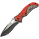 China Made Deer Linerlock A/O Folding Knife, 4.75in Closed, 3.75in Two-Tone Finish SS Blade, Black Synthetic, Black, 300490-DE