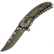 China Made Dragon Linerlock Black A/O Folding Knife,3.5in,Stainless Steel,Standard Edge,Black and Satin CN300400BK