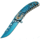 China Made Dragon Linerlock Blue A/O Folding Knife,3.5in,Stainless Steel,Standard Edge,Blue and Satin CN300400BL