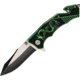 China Made Dragon Rescue Linerlock Folding Knife,3.25in,Two Tone Stainless Blade,Lime Green Alum Handle CN300256GN