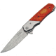 China Made Fireglow Linerlock A/O Folding Knife, 4.75in Closed, 3.75in Satin SS Drop Point, Cherry Wood, 300414