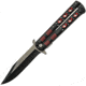 China Made Fly Linerlock A/O Red Folding Knife, 4 two-tone finish stainless clip point blade, Black and red ABS handle, 300514-RD