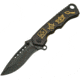 China Made Folder Gold Mason Symbol Folding Knife, 3.5in Black SS Drop Point, Black Aluminum, Black, 300423-GD