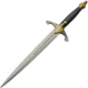 China Made Knights Dagger, 12.75in Overall, 7.75in Satin Unsharpened SS Blade, Black/Gold Synthetic Handle, Metal Alloy Guard And Pommel, Black Synthetic Scabbard, 211445-GD