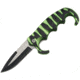 China Made Linerlock Green and Black A/O Folding Knife,3.5in,Stainless Steel,Black,Aluminum Handle CN300289GN