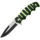 China Made Linerlock Green and Black A/O Folding Knife,3.75in,Stainless Steel,Green and Black,Aluminum Handle CN300299GN