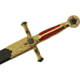 China Made Masonic Sword, 29.5in Overall, 23in Mirror Unsharpened SS Blade, Metal Alloy Guard And Pommel, Gold Finish Metal And Red Velveteen Handle, 926930