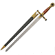 China Made Masonic Sword, 29.5in Overall, 23in Mirror Unsharpened SS Blade, Metal Alloy Guard And Pommel, Gold Finish Metal And Red Velveteen Handle, 926930