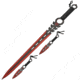 China Made Monster Sword Set Red, Two-Tone Finish SS Blade, Black Cord Wrapped Handle, Black, 926932-RD