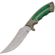 China Made Silver &amp; Green Fancy Bowie Fixed Blade Knife, Gentleman Hunter Bowie, 10in Overall, 5in Satin SS Clip Point, Brushed SS Handle, Green Pakkawood Handle Inlays, Black Nylon, 211396-GN
